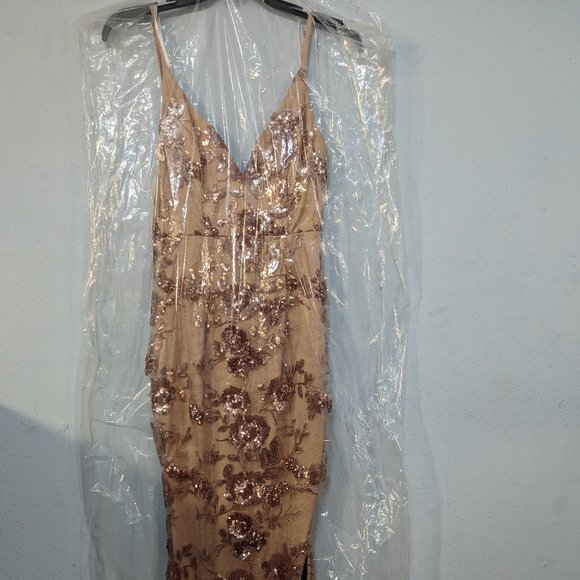 shine language rose gold sequin mermaid maxi dress Is This Love Sequin Maxi Dress main image 1